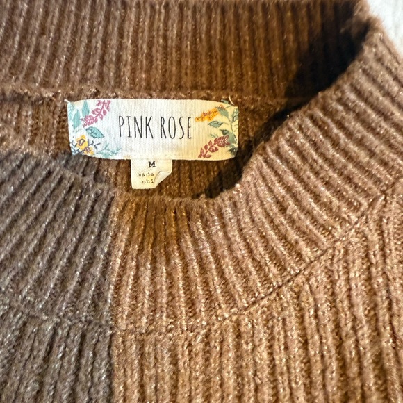PINK ROSE Brown Ribbed Crew Neck Sweater - Picture 3 of 3